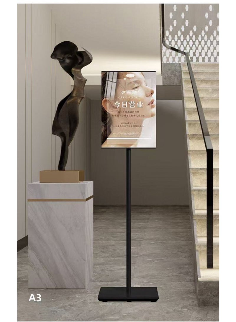 Aikanbo A3 Sign Stand Adjustable Poster Aluminum Snap Frame Menu Replaceable Advertising Rack Floor Display Stands with Safety Corner and Stable Round Base (Gold，1Pack) - Image 5