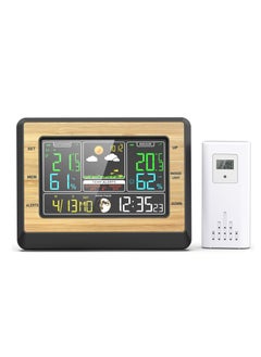 Wireless Weather Station Indoor Outdoor Thermometer 6 Inch Color Screen Digital Weather Thermometer with Weather Forecast Temperature Humidity Time Date Moon Phase Display Temperature Alarm