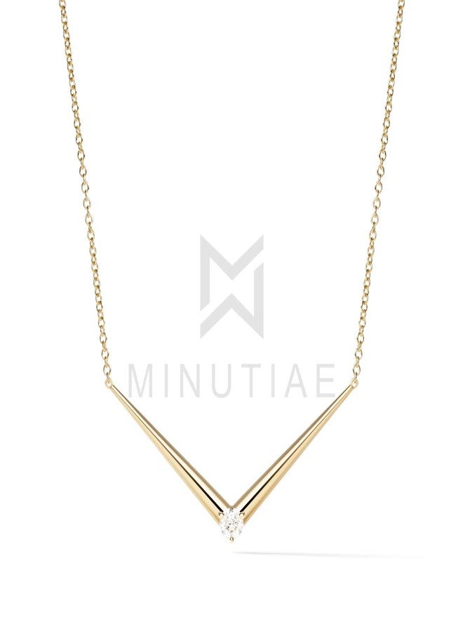 MINUTIAE 14K Gold Plated Single Diamond Pendant Necklace/Solitare Pendant/Austrian Cubic Zirconia Pendant For Women And Girls With Extendable Chain (Gold) - Image 4