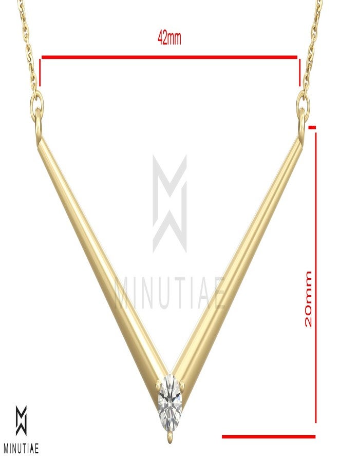 MINUTIAE 14K Gold Plated Single Diamond Pendant Necklace/Solitare Pendant/Austrian Cubic Zirconia Pendant For Women And Girls With Extendable Chain (Gold) - Image 5