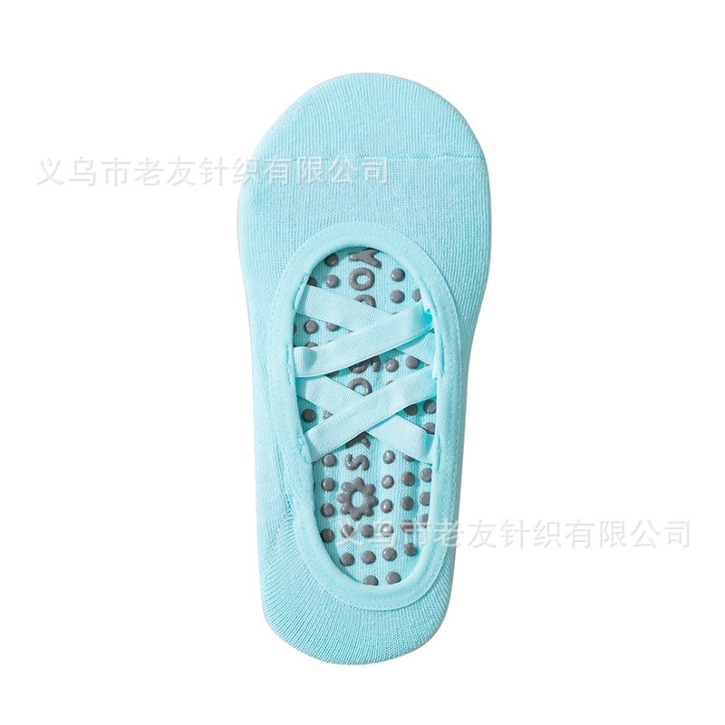 Summer Thin Yoga Socks Anti-Slip Fitness Pilates Socks Silicon Sole Blue [round head double cross belt]]