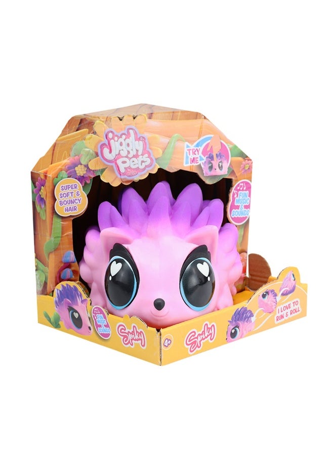Jiggly Pets Jiggly Pets Spiky the Hedgehog Toy with Sound (18 cm, Pink/Purple)  - Image 1