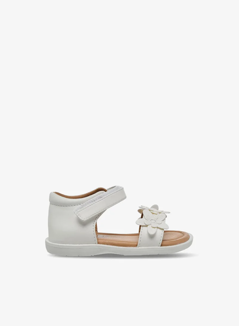 Barefeet Gilrs Floral Accent Hook & Loop Sandals