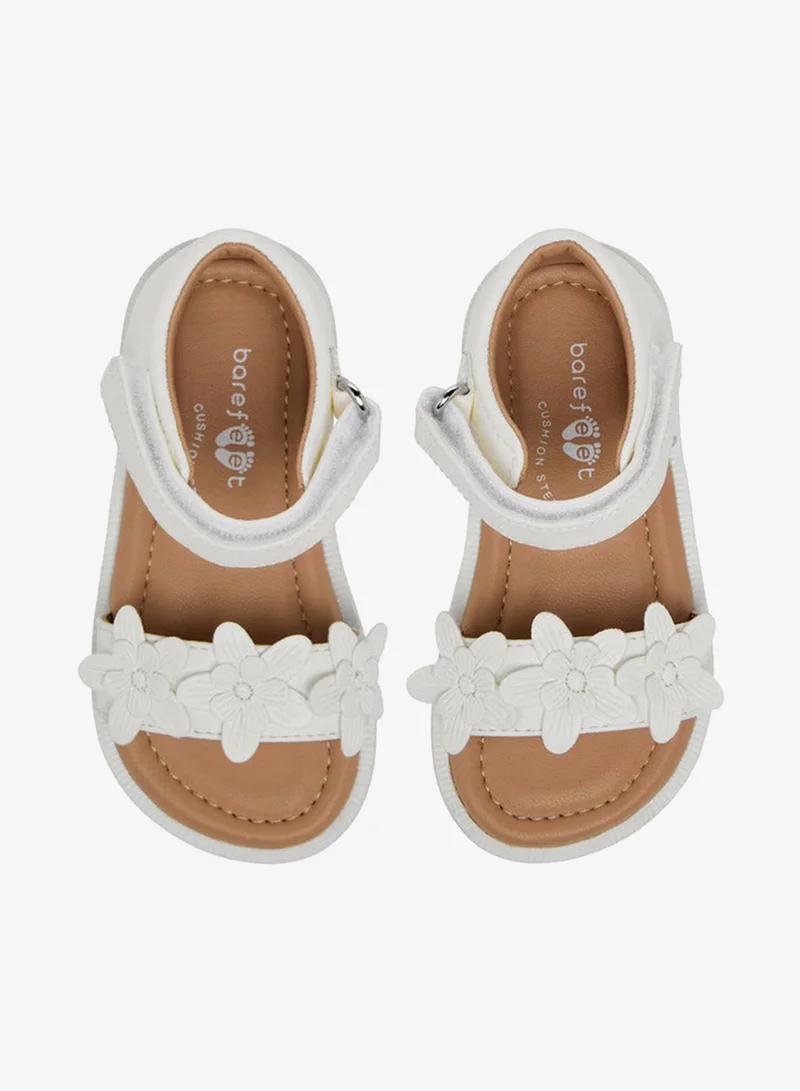 Barefeet Gilrs Floral Accent Hook & Loop Sandals