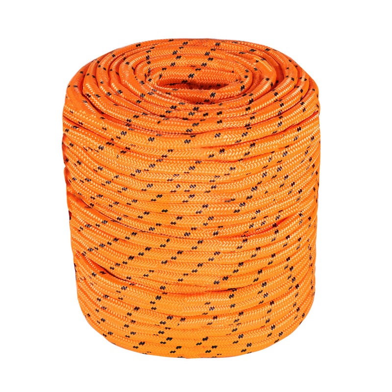 12 in 200 FT Orange Nylon Double Braided Rope Polyester Rope Heavy Duty Arborist Bull Rope for Tree Work Suitable for Outdoor Use