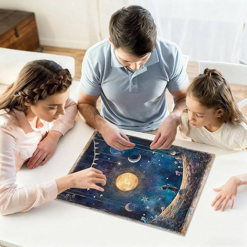 حلم ليلة السماء اللامعة لغز 1000 قطعة تفاعلية قطع الألغاز متينة مدمجة للأطفال والكبار المنزل المكتب - Image 5