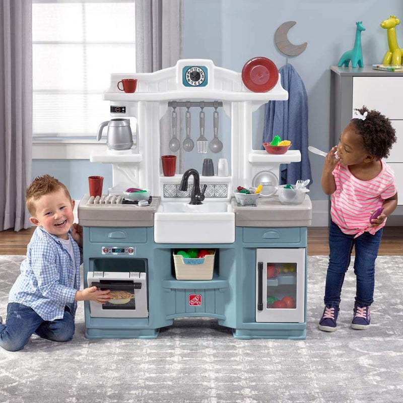 Step2 Timeless Trends Kids Kitchen Playset, Indoor/Outdoor Kitchenette, Interactive Play with Lights and Sounds, Made of Durable Plastic, Includes 21 Piece Toy Accessories, for Toddlers 2+ Years Old - Image 2