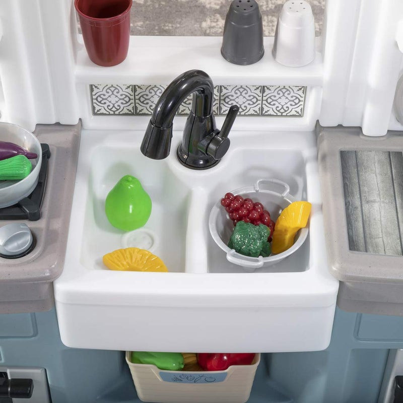 Step2 Timeless Trends Kids Kitchen Playset, Indoor/Outdoor Kitchenette, Interactive Play with Lights and Sounds, Made of Durable Plastic, Includes 21 Piece Toy Accessories, for Toddlers 2+ Years Old - Image 5