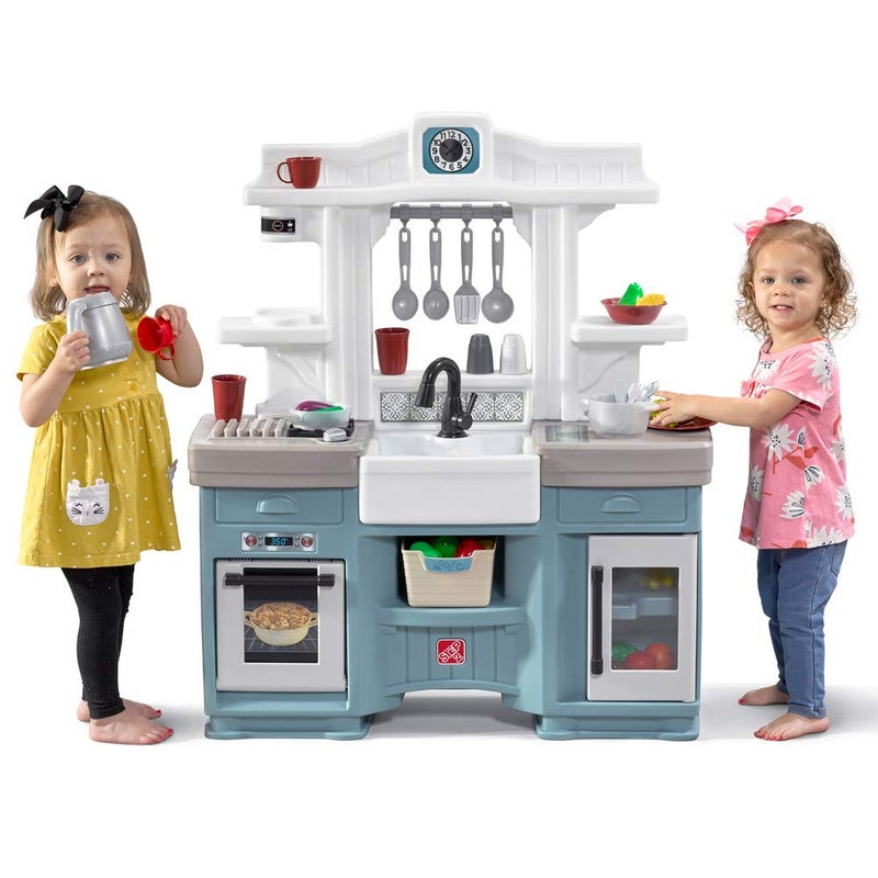 Step2 Timeless Trends Kids Kitchen Playset, Indoor/Outdoor Kitchenette, Interactive Play with Lights and Sounds, Made of Durable Plastic, Includes 21 Piece Toy Accessories, for Toddlers 2+ Years Old - Image 1