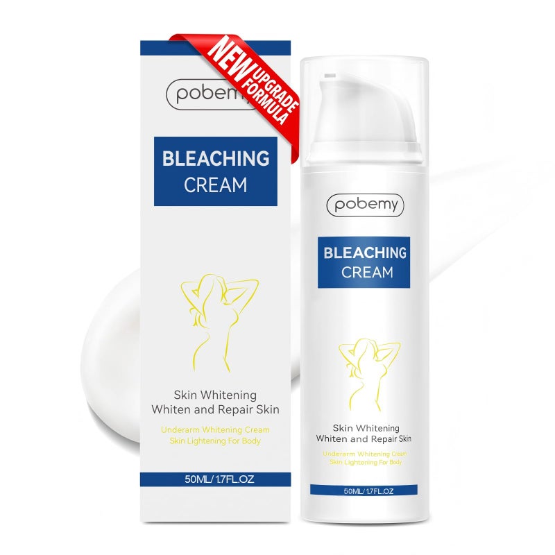 Pobemy Skin Bleaching Cream, Dark Spot Remover for Face, Intimate Areas & Body, Vitamin C Lightening for Underarms, Knees, Elbows, Inner Thighs, Bikini Line â€“ Sensitive Skin Lightening Cream- 1.7FL OZ - Image 1