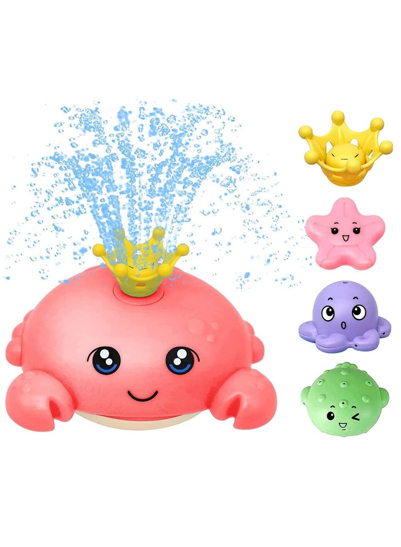 SYOSI Bath Toys for Toddlers Spray Water Baby Bath Toy Light Up Sprinkler Bathtub Toys Swimming Pool Bathroom Shower Water Toy for Infant Kids Boys Girls Age 3 4 5 6 Years Old Crab Red - Image 1