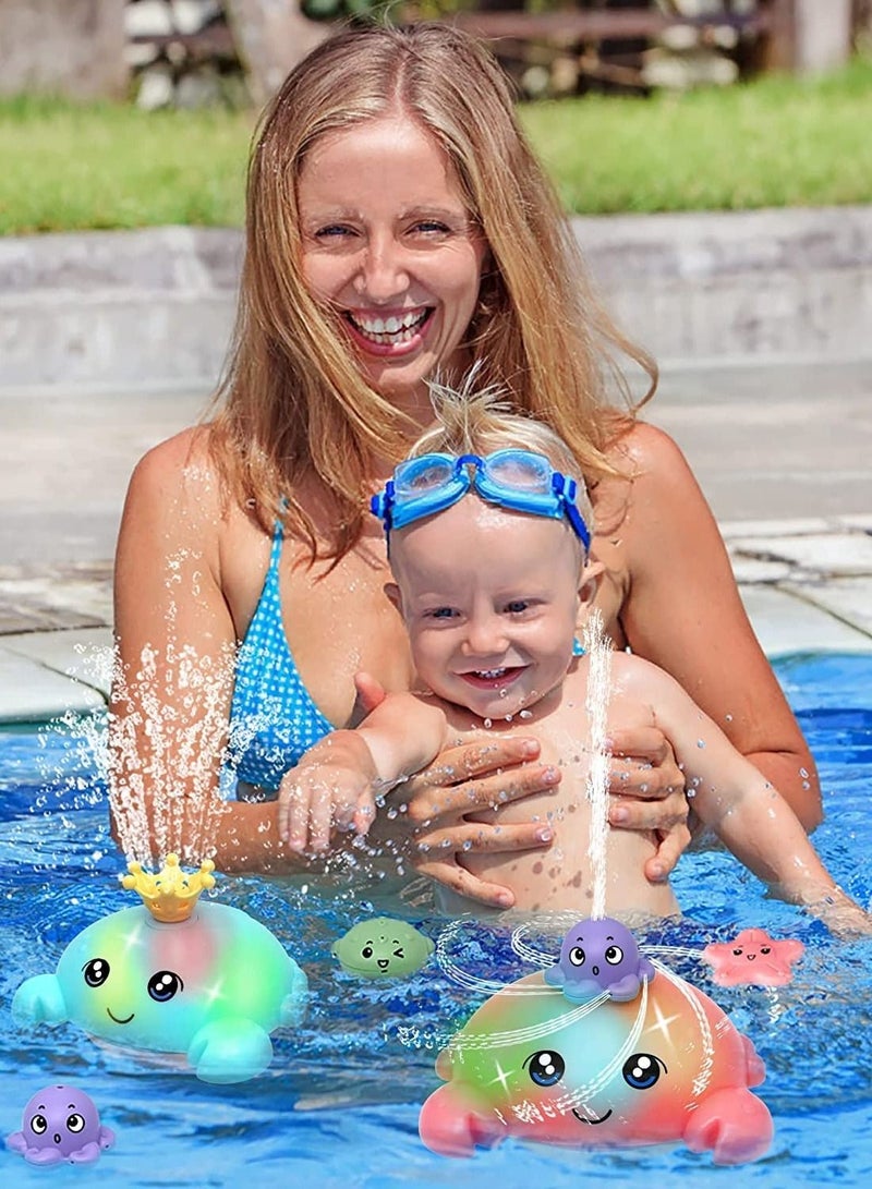 SYOSI Bath Toys for Toddlers Spray Water Baby Bath Toy Light Up Sprinkler Bathtub Toys Swimming Pool Bathroom Shower Water Toy for Infant Kids Boys Girls Age 3 4 5 6 Years Old Crab Red - Image 3