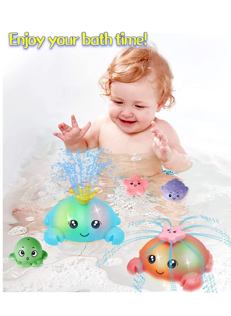 SYOSI Bath Toys for Toddlers Spray Water Baby Bath Toy Light Up Sprinkler Bathtub Toys Swimming Pool Bathroom Shower Water Toy for Infant Kids Boys Girls Age 3 4 5 6 Years Old Crab Red - Image 2