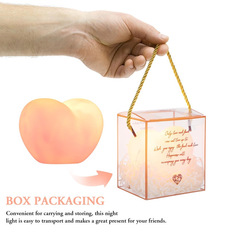 Heart Shaped Night Light Warm White PVC Nursery Lamp With Raffia Gift Box - Image 4
