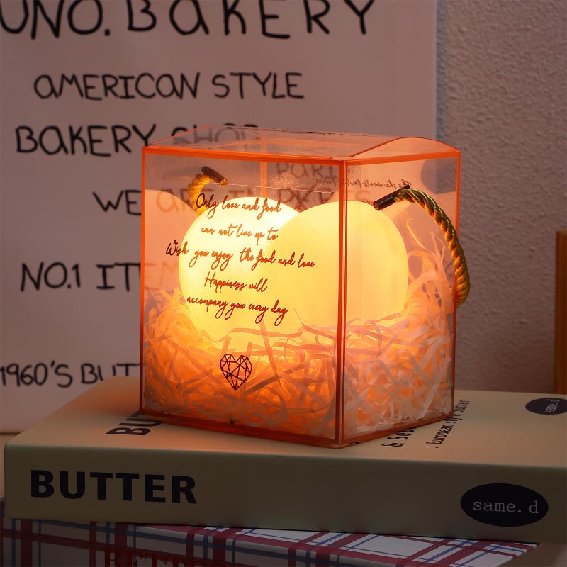 Heart Shaped Night Light Warm White PVC Nursery Lamp With Raffia Gift Box - Image 5