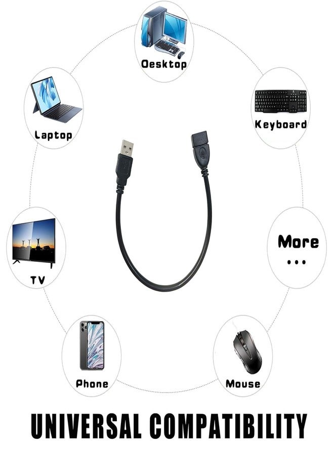 PDEEY Short USB Extension Cable 1ft 5 Pack Bulk, USB A 2.0 Male to Female Extension Cord for Playstation, Xbox, Flash Drive, Printer, Mouse, Keyboard, 480Mbps Transfer Speed - Image 3