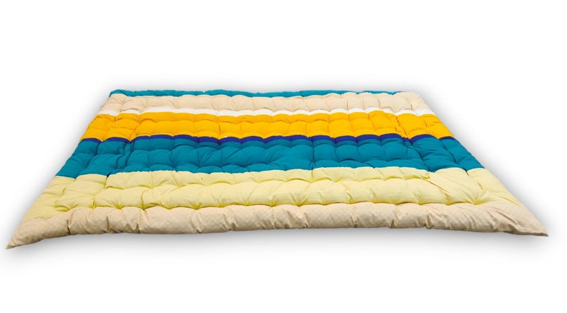 Deevine Craft Floral Floor Cotton Quilt Mattress 30X72 Inch 3D Beige Design Quilted Japanese Futon Stripped Pattern, Foldable Rollable Light Weight Sleeping Mat Small Single Bed Mattress - Image 5