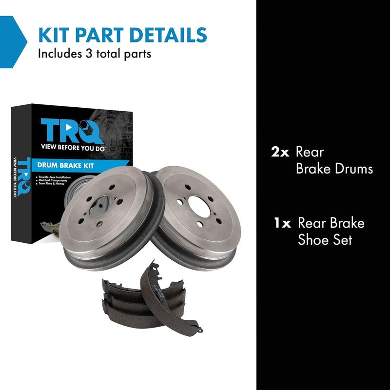 TRQ Rear Brake Shoe & Drum Kit Compatible with 2009 Toyota Prius - Image 2