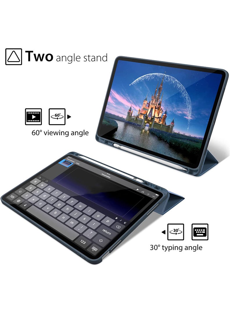 Theodor Compatible with iPad 10th Generation Case 10.9 Inch 2022 with Pencil Holder, Slim Trifold Stand Protective Cover with Soft TPU Back for iPad Case 10th Generation, Auto Sleep/Wake Navy Blue  - Image 5