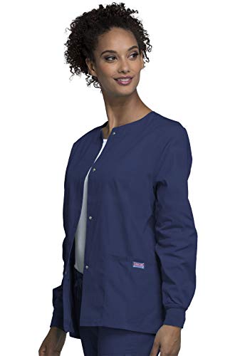 Cherokee Women's Snap Front Warm Up Jacket, Navy, XX-Large - Image 3