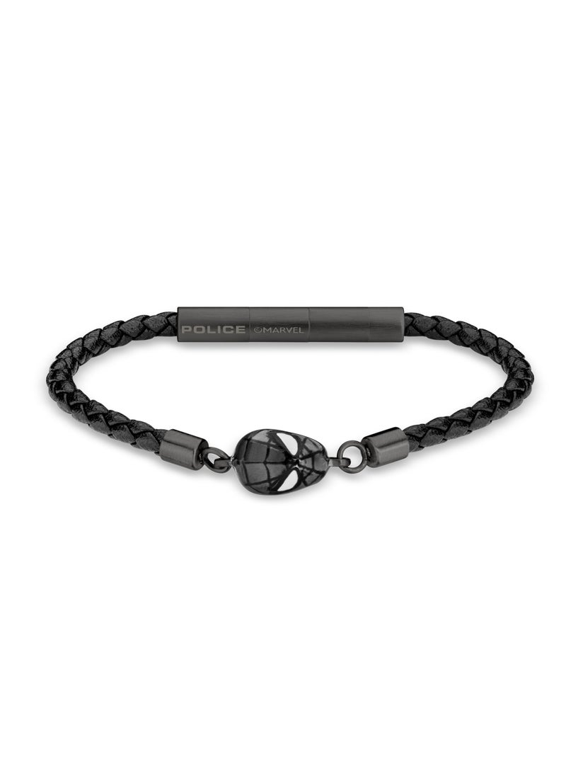 POLICE Web Slinger BraceletBlack Leather with Iconic Spider-Man Mask and Magnetic ClosureBold Men's Style  - Image 2