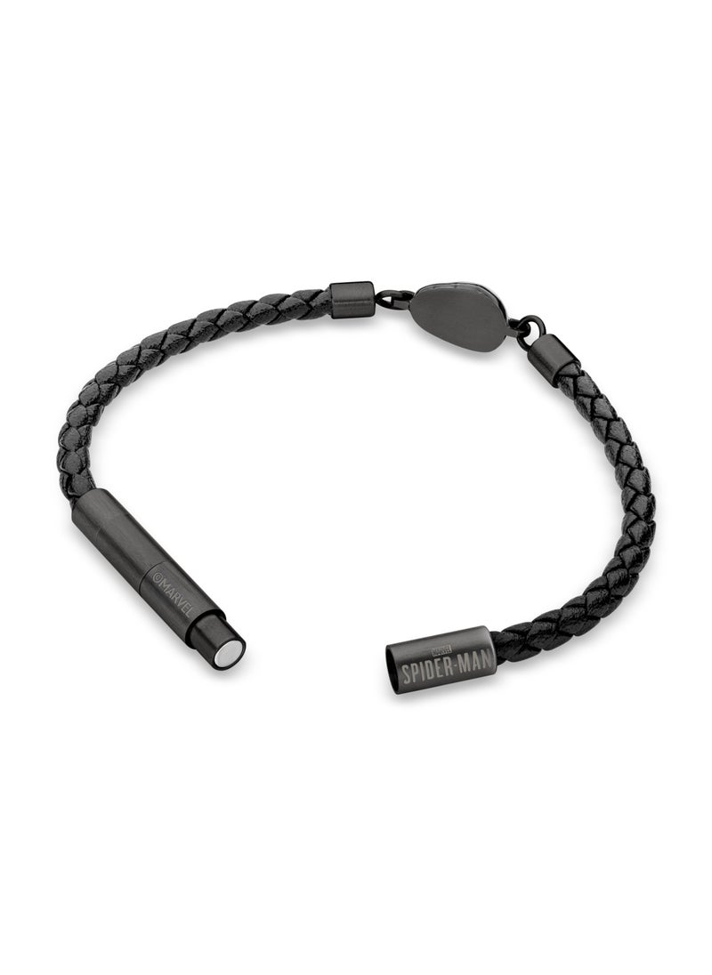 POLICE Web Slinger BraceletBlack Leather with Iconic Spider-Man Mask and Magnetic ClosureBold Men's Style  - Image 3