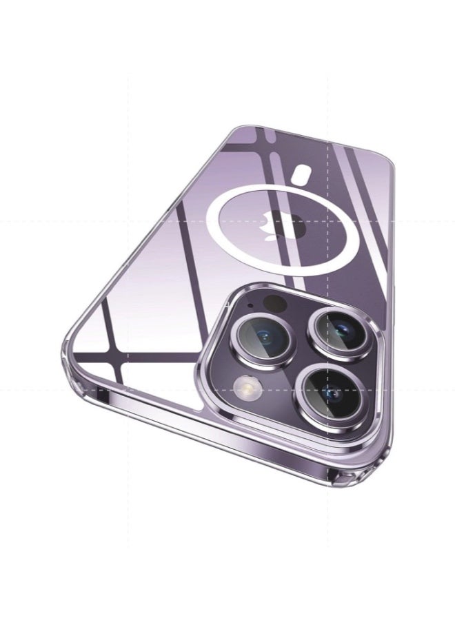 ELTERAZONE Compatible with iPhone 14 Pro Case with MagSafe, [Strong Magnet] [Non-Yellowing] [Military Grade Protection] Magnetic Clear Slim Thin Bumper Phone Cover for Apple 14pro Clear