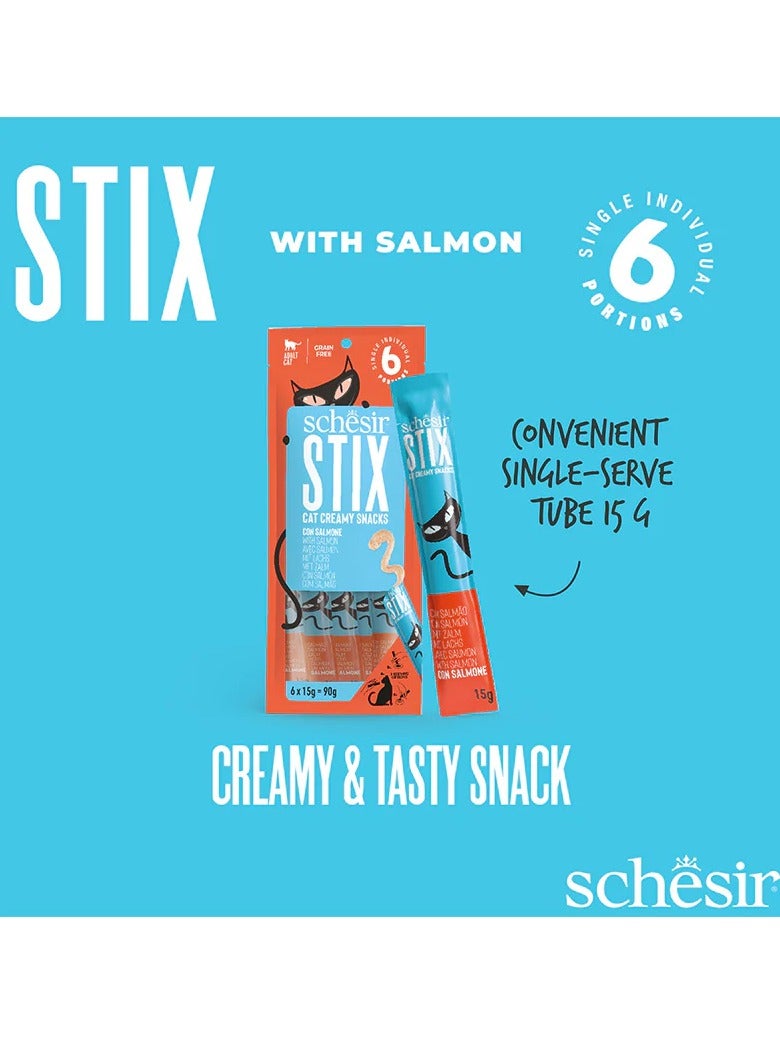 شيسر 2 عبوة ستيكس سناك سائل بنكهة السلمون بالكريمة 6×15 جم - Image 2