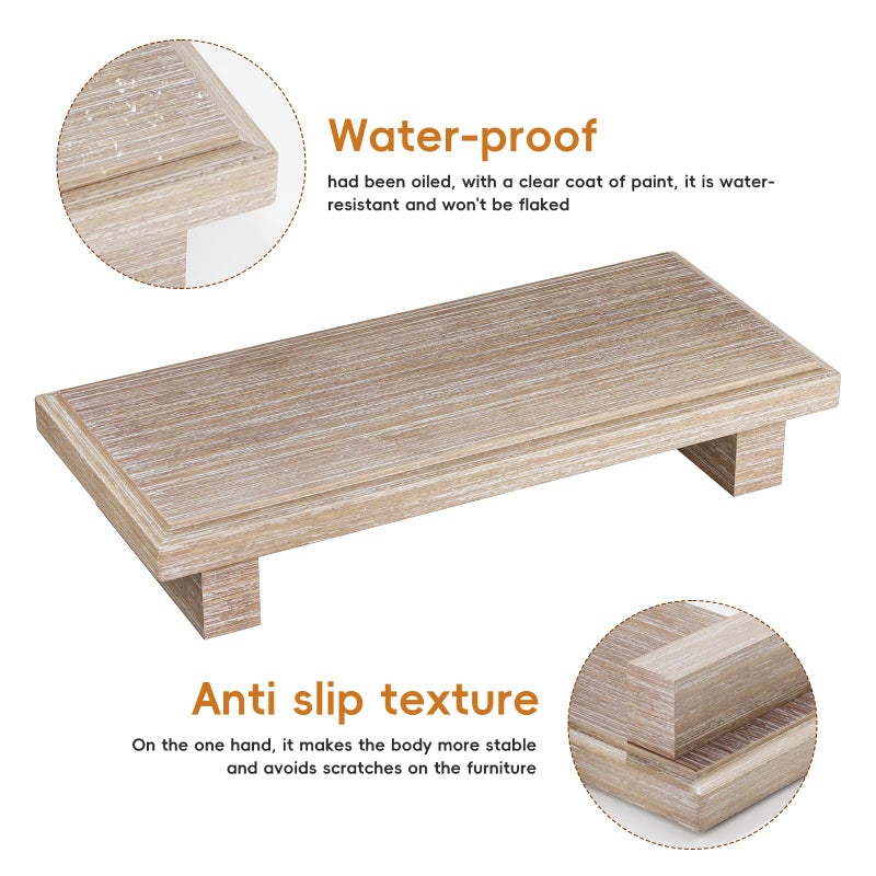 Klm Small Wood Tray Pedestal Stand Farmhouse Bathroom Decor Decorative Wooden Riser Kitchen Soap Dish Holder For Vanity  Counter  Sink (Rustic) - Image 5