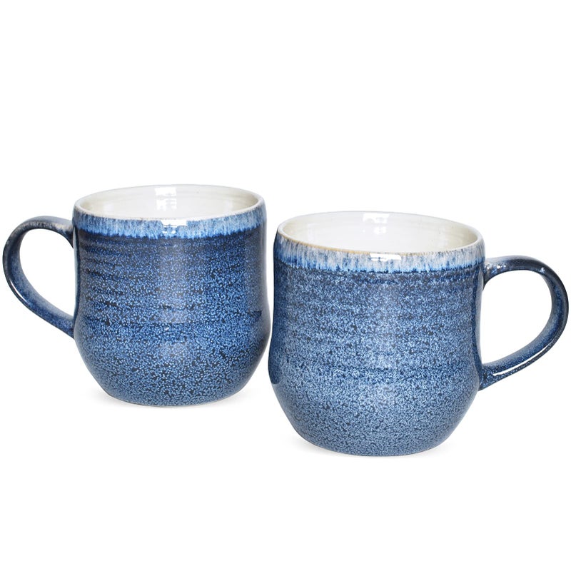Bosmarlin Large Ceramic Coffee Mugs Set of 2 17 Oz Blue Big Tea Cup for Office and Home Dishwasher and Microwave Safe Blue 2