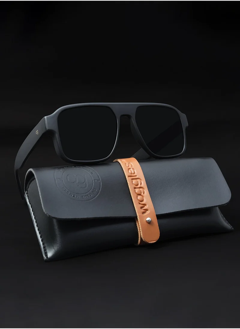 Woggles Uv-Protected Matte Black Aviator Sunglasses