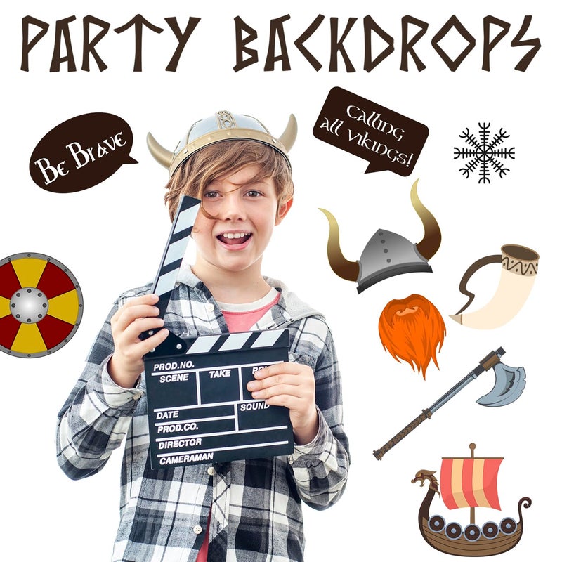 Htabiol Viking Photo Booth Props, 30pcs Viking Party Decorations, Htabiol Norse Party Decorations, Norse Warrior Themed Photo Props, Suitable for Nordic Ship Themed Birthday Decor, Nordic Birthday Decor - Image 5