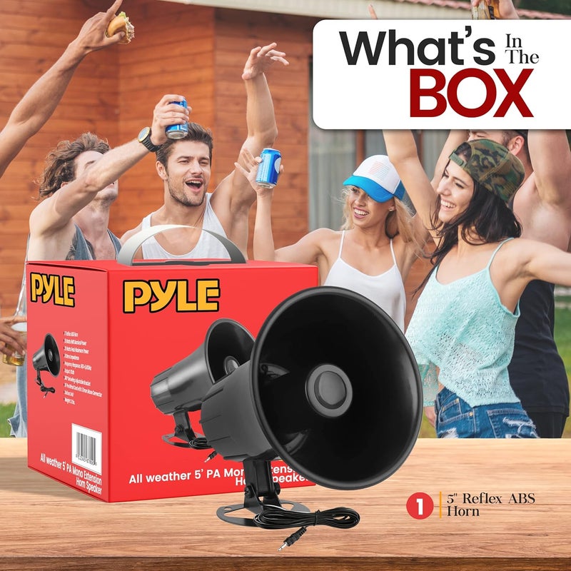 Pyle All-Weather Mono Trumpet Horn Speaker - 5" Portable PA Speaker with 8 Ohms Impedance and 25 Watts Peak Power - 180 Degree Swiveling Adjustable Bracket for Easy Maneuverability - Image 2