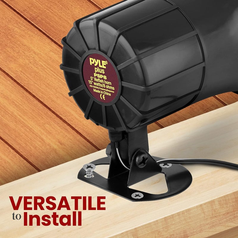 Pyle All-Weather Mono Trumpet Horn Speaker - 5" Portable PA Speaker with 8 Ohms Impedance and 25 Watts Peak Power - 180 Degree Swiveling Adjustable Bracket for Easy Maneuverability - Image 5