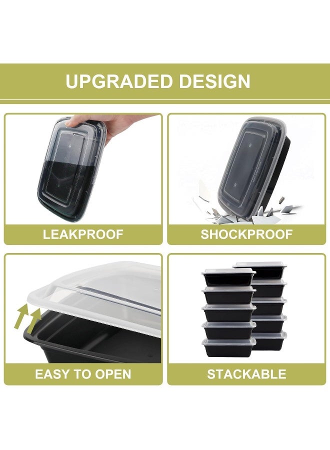 MOMENT لحظة [10 عبوة] | حاويات تحضير الوجبات سعة 32 أونصة مع أغطية | حاويات تخزين الطعام البلاستيكية ذات قسم واحد | حاوية طعام | صناديق غداء للبالغين [22 × 15 × 4.5 سم] - Image 4