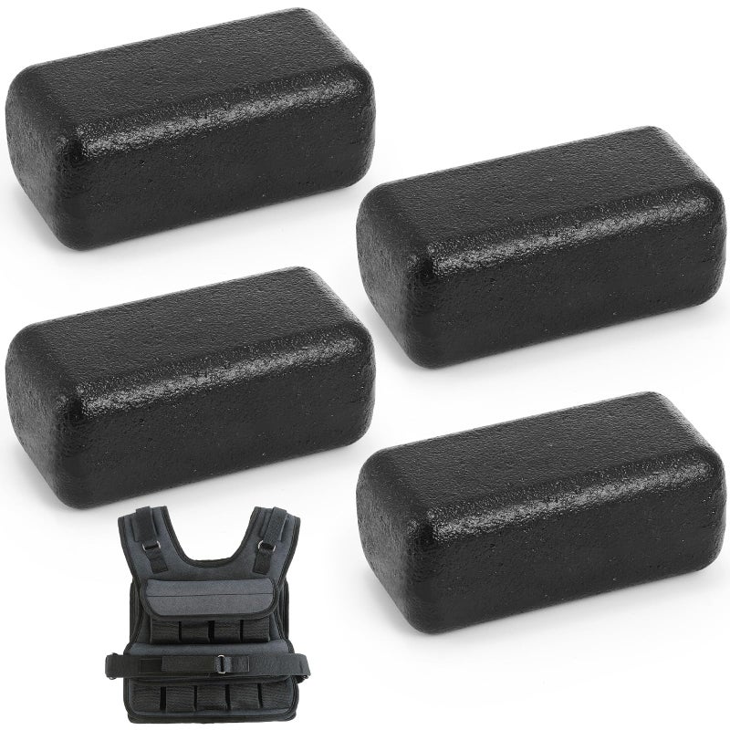 LEIFIDE 4 Pcs Iron Weights for Weighted Vest 2.6 lb Cast Iron Ingots for Elite Series Adjustable Weight Vest, Cardio & Strength Training Equipment - Image 1