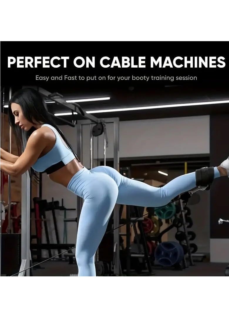 SportQ SportQ Ankle Straps for Cable Machines - Padded Gym Cuffs for Kick Workouts, Leg Workouts, Leg Extensions for Men and Women, Steel Double D Ring, Neoprene Support  - Image 3
