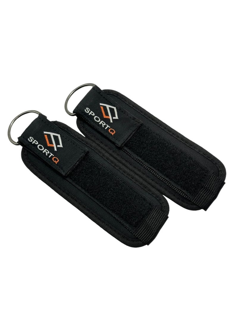 SportQ SportQ Ankle Straps for Cable Machines - Padded Gym Cuffs for Kick Workouts, Leg Workouts, Leg Extensions for Men and Women, Steel Double D Ring, Neoprene Support  - Image 4