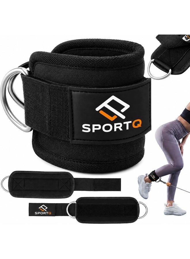 SportQ Cable Machine Ankle Straps – Padded Gym Cuffs for Kickbacks, Leg Exercises, and Leg Extensions (Men & Women); Features Double Steel D-Rings and Neoprene Support. - Image 1