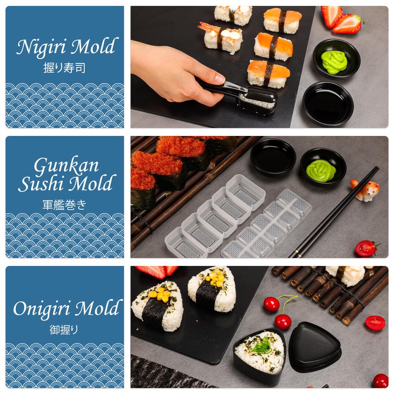 FUNGYAND Sushi Making Kit, 32-in-1 Complete Set with Bazooka Roller, Nigiri & Musubi Presses, Bamboo Mats, Knife, Peeler, Animal Rice Molds, Chopsticks & More â€“ Perfect for Family Fun - Image 3