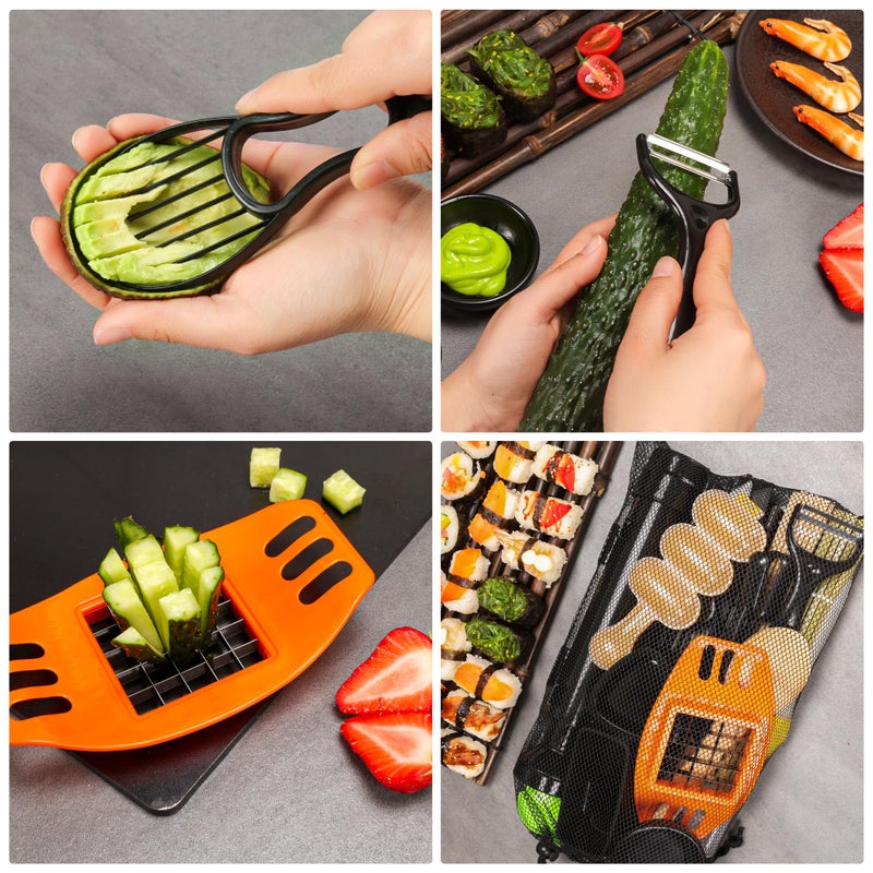 FUNGYAND Sushi Making Kit, 32-in-1 Complete Set with Bazooka Roller, Nigiri & Musubi Presses, Bamboo Mats, Knife, Peeler, Animal Rice Molds, Chopsticks & More â€“ Perfect for Family Fun - Image 5