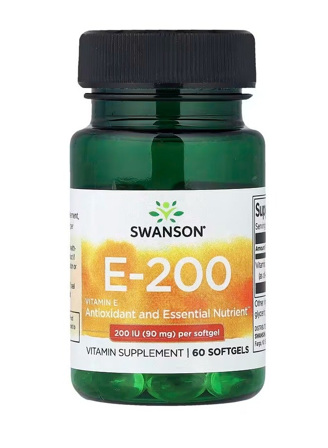 سوانسون فيتامين هـ ، 90 ملجم (200 وحدة دولية) ، 60 كبسولة هلامية - Image 1