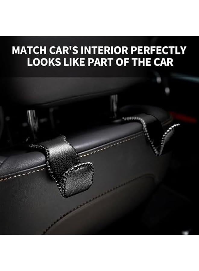 هوكور خطافات مسند الرأس للمحافظ والحقائب، شماعة مسند الرأس للمقعد الخلفي للسيارة، خطاف تخزين جلدي للمحفظة والمعاطف والمظلات والبقالة والحقائب وحقيبة اليد، عبوة من قطعتين، اسود (80-01) - Image 2