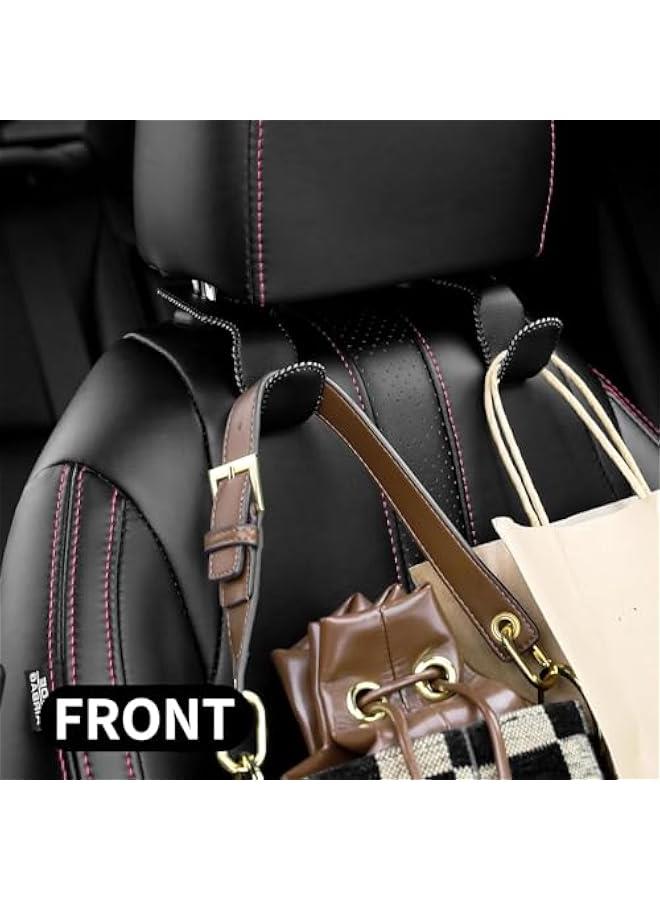 هوكور خطافات مسند الرأس للمحافظ والحقائب، شماعة مسند الرأس للمقعد الخلفي للسيارة، خطاف تخزين جلدي للمحفظة والمعاطف والمظلات والبقالة والحقائب وحقيبة اليد، عبوة من قطعتين، اسود (80-01) - Image 3