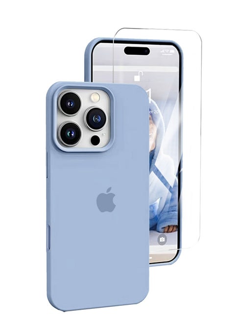 iPhone 16 Pro Max Mobile Case Cover with Anti-fingerprint 3D Screen Protector with Soft Liquid Silicone Protection Anti-Scratch Shockproof Accessories Slim Protective Back Cover