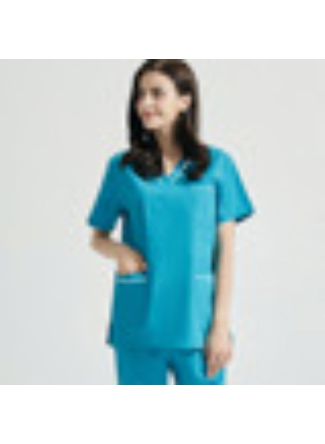 NIBEMINENT Nurse's Summer Thin Short Sleeved Polyester Cotton Hand Wash Suit Women, Operating Room Dentist's Set - Image 1