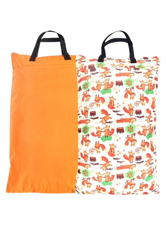 wegreeco Reusable Hanging Wet Dry Cloth Diaper Bag (Orange, Fox) - Image 1
