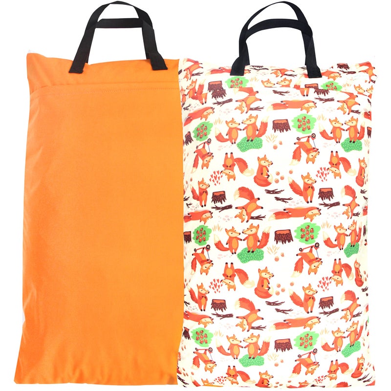 wegreeco Reusable Hanging Wet Dry Cloth Diaper Bag (Orange, Fox) - Image 1