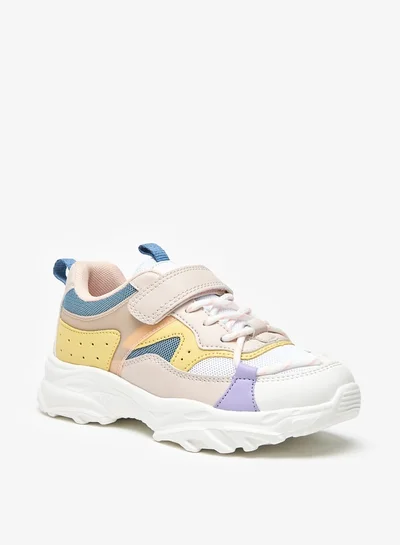 ليتل ميسي Girls Little Missy Colourblock Sneakers with Hook and Loop Closure