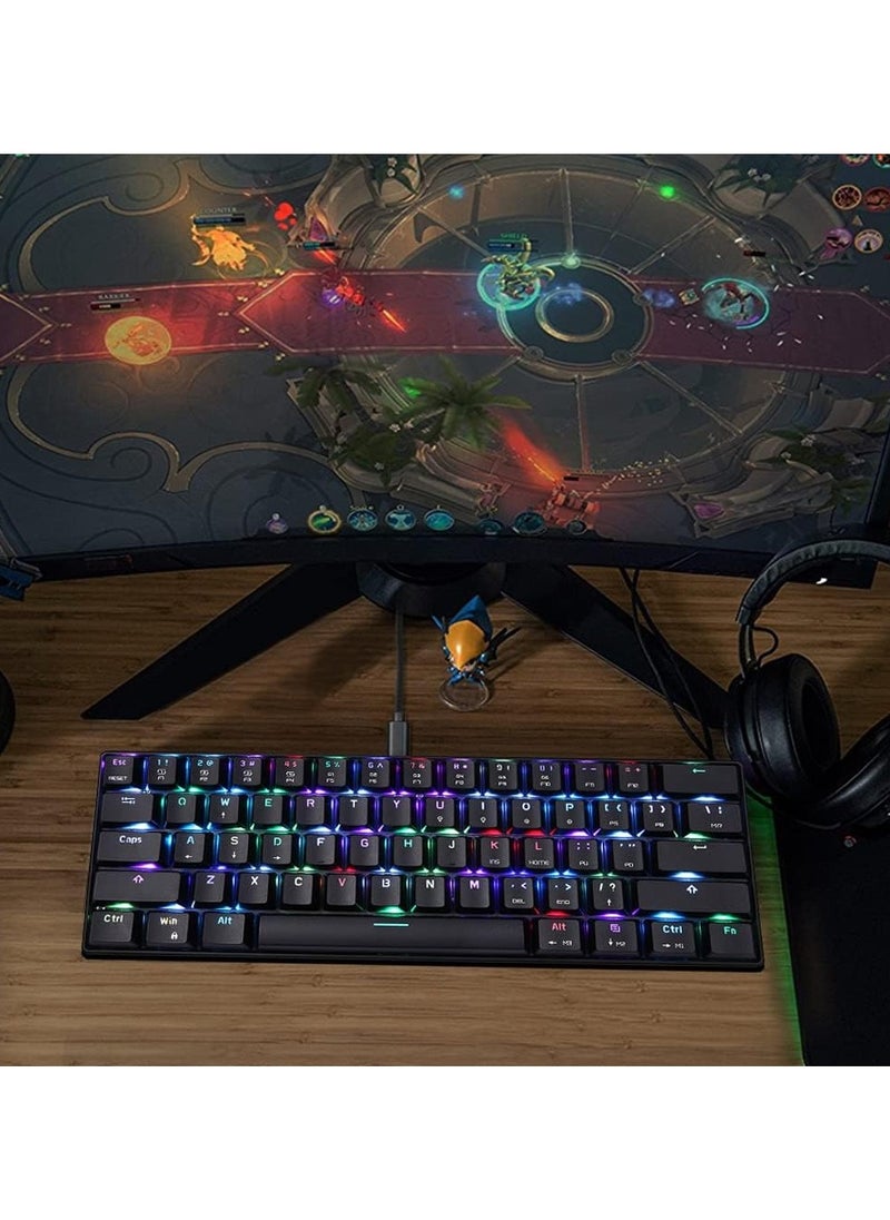 ماركة غير محددة - لوحة مفاتيح الألعاب الميكانيكية CK61 RGB من OUTMU لوحة مفاتيح حمراء 61 مفتاحًا مضادة للظلال مع إضاءة خلفية للألعاب باللون الأسود - Image 1